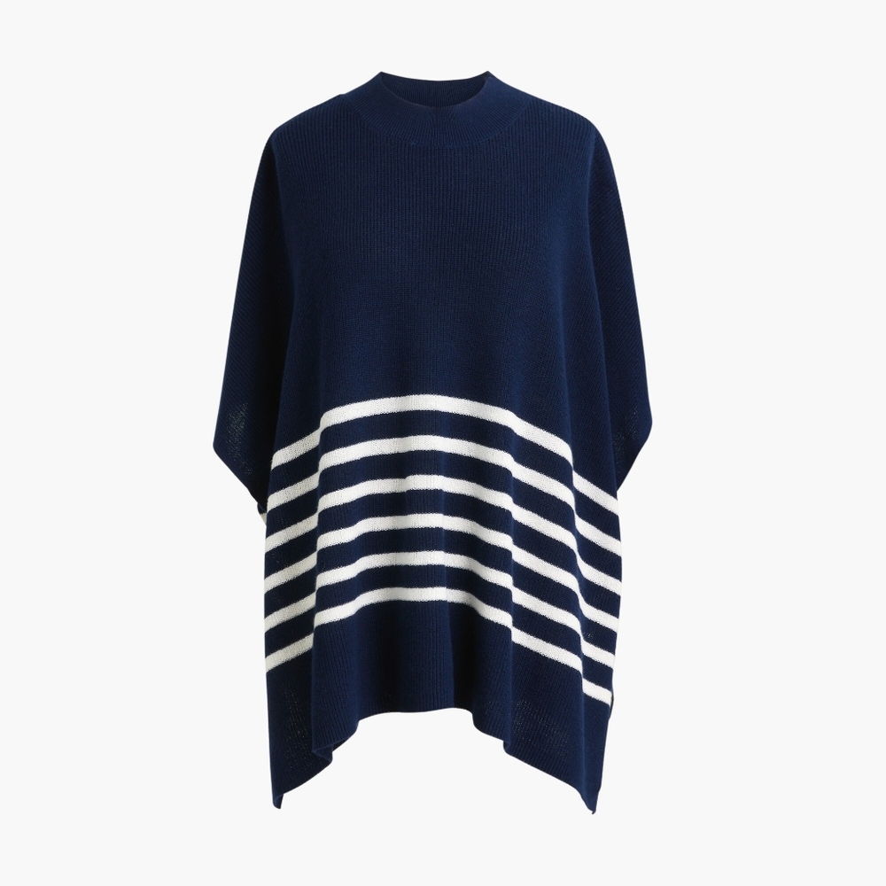 J.Crew Pullover Stripe Poncho Black / White